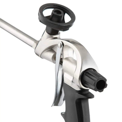 Close-up of Beast Mode Expanding Spray Foam Gun for Polyurethane Sealant and Caulking, PTFE nonstick basket and tip, model PT 0604.
