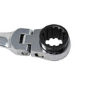 Close-up of dual rotating heads on Extra Long Flexible Ratcheting Wrench With 90 Tooth Design for tight spots and easy reach.