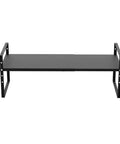 Expandable Cabinet Storage Shelf Organizer Heavy Duty Steel Space Saver For Kitchen Pantry Counter Desk Office And Garage Adjustable Height Black 1 Pack front view