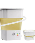 Portable Mini Washer And Dryer With 52L Capacity Foldable Washing Machine in yellow and white for baby clothes and underwear.