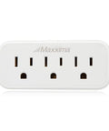 Front view of Triple Outlet Wall Plug Adapter 3 Way Power Splitter Indoor Grounded Outlet Extender Turns 1 Outlet Into 3 White 4 Pack