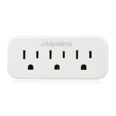 Front view of Triple Outlet Wall Plug Adapter 3 Way Power Splitter Indoor Grounded Outlet Extender Turns 1 Outlet Into 3 White 4 Pack