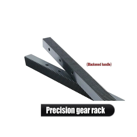 Helical Gear Rack 1.5M With Straight Teeth For CNC Transmission in blackened finish showing straight gear teeth, 45 steel material.
