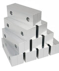 10 Set 20 Pieces Soft Jaws For 6 Inch Vise Aluminum Machinable Jaw Set stacked in pyramid showing holes and smooth finish