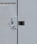 4 Pcs Plastic Rectangular Latches For RV Door And Distribution Box installed on grey cabinet, secure closure.