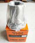 Flanged Linear Bearing Bushing LMF25UU Chrome Steel SAE 52100 with rubber sealed closure, packaged on a box, for precision linear motion