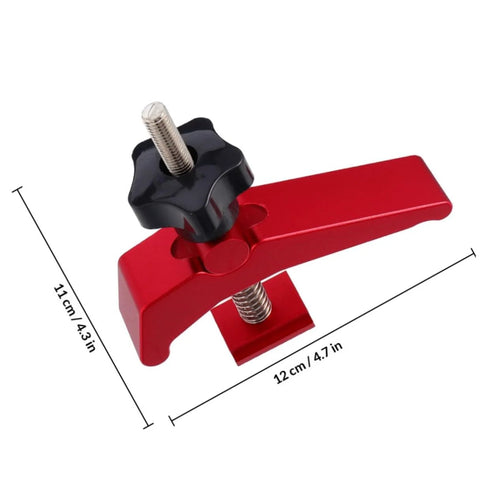 Red Aluminum T Track Hold Down Clamp for Woodworking, Heavy Duty Workholding Tool with ergonomic grip and strong force