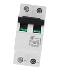 Front view of 2P Low Voltage DC Miniature Circuit Breaker For Solar Panel Grid Systems 25A, Fast Trip Protection Against Overloads.