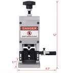 Lmaoss Manual Wire Stripper Machine Drill Powered Hand Crank Copper Cable Peeler 12" tall adjustable aluminum alloy tool.