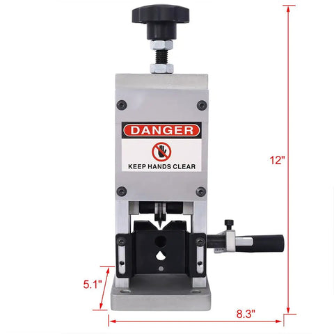 Lmaoss Manual Wire Stripper Machine Drill Powered Hand Crank Copper Cable Peeler 12" tall adjustable aluminum alloy tool.
