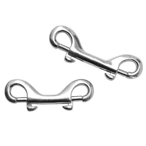 POLARHAWK stainless steel double-ended bolt snap hooks, 3.5-inch, silver; two shown