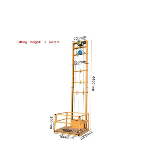 Rock Solid Heavy Duty Cargo Lift 500kg Hydraulic Platform For Indoor Warehouses And Shops showing dimensions and lifting height.