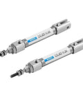 Go-To Mini Pneumatic Cylinder Double Acting Single Rod With Double Clevis And Pins, 16mm Bore, Stroke 5 To 200mm, Compact Air Cylinder For Automation And CNC Projects, Smooth Travel, Durable Aluminum Body, shown with threaded rod end