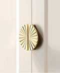 Semicircle Sunflower Cabinet Pulls In Brushed Gold Finish on kitchen cabinet