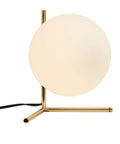 Mid Century Modern Brass Table Lamp With Gold Glass Globe Contemporary Desk Light For Office Bedroom Or Study Vintage Nightstand Reading Lamp Dope!