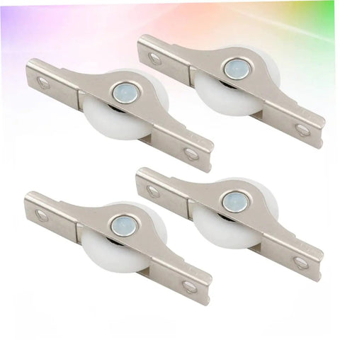 Smooth Gliding Sliding Door Rollers 4 Pack Heavy Duty Barn Door Wheels Cabinet Track Casters Anti Squeak Design for easy installation.