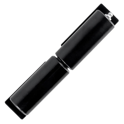 Tough As Nails 7 Inch Weld On Barrel Gate Hinges 4 Pack Rock Solid 900 Lbs Load Rating For Backyard Swing Doors Trailer Ramps And Driveway Gates Matte Black Steel, close-up view of a black steel hinge.