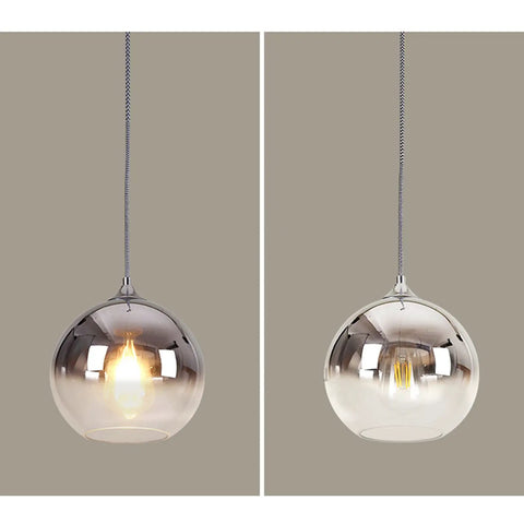 Gradient Silver Glass Globe Pendant Light With Adjustable Cable Dope Sleek Spherical Glass Hanging Fixture Perfect For Kitchen Island Or Ceiling 11.8 Inch Diameter VDE 110-140V Compatible Includes Cord Mount Screws