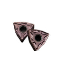 Get This 10 Pack Of Indexable Carbide Lathe Inserts With WNMG080408 Geometry And Tough Hard Alloy Design For Smooth External Turning On Steel Or Cast Iron - close-up view of two inserts.