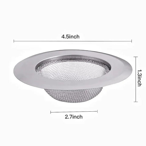 Stainless Steel Sink Strainer Set With Lids 4.5 Inch 2 Pack Food Catcher Mesh Drain Protector Wide Rim For Most Sinks No Fuss Cleanup Durable