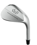 Close-up of silver wedge from Boost Plus Complete 12 Club Golf Set With Golf Bag For Right Hand Black And Silver Steel Shafts Built For Distance Forgiveness And Total Control On Every Swing.
