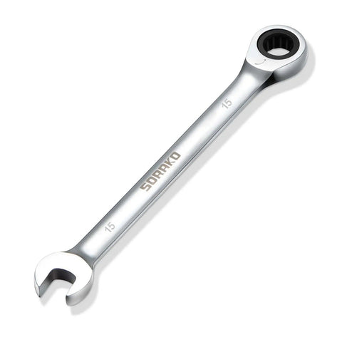 15mm Ratcheting Combination Wrench, Chrome Vanadium Steel Gear Wrench, 72 Tooth Precision Ratchet For Metric Cr V Gear Spanner