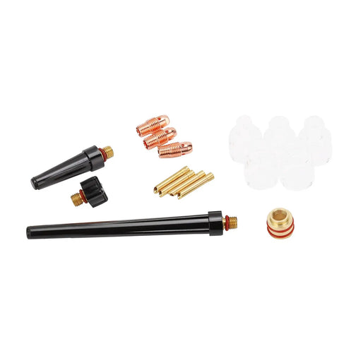 Upgrade Your TIG Game With This Premium WP9 20 Argon Welding Torch Kit featuring glass nozzles, brass tips, and tungsten clamps.
