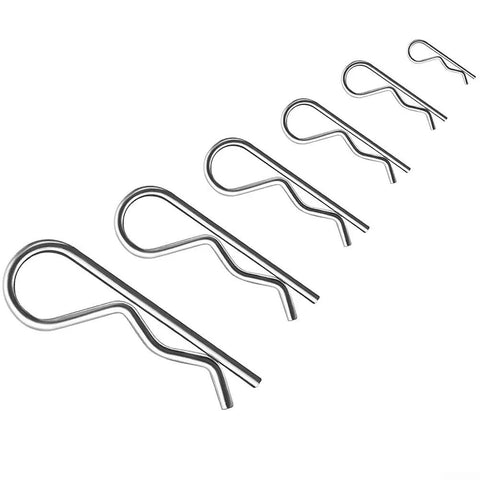 Must Have Heavy Duty 100 Pcs Carbon Steel Zinc Plated Hitch Pin Clip Set With Storage Box 6 Sizes From M1 To M2.5 pins