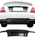 Rear Bumper Diffuser For 2012 2014 Mercedes C Class C204 W204 Unpainted Black ABS Plastic Splitter Valance Underbody Bumper Fascia Add On For 2 Door Coupe And 4 Door Sedan Dope Aero Upgrade installed and separate display