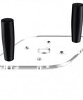 Premium Dual Handle Router Base Plate Compatible With DeWalt DWP611 And DCW600B Compact Routers, 6x10 inch clear acrylic base with black handles.