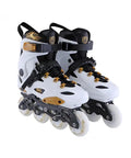 Men Inline Skates With Light Up Four Wheels, Adjustable Roller Blades for Adults, Women and Kids, black and white design