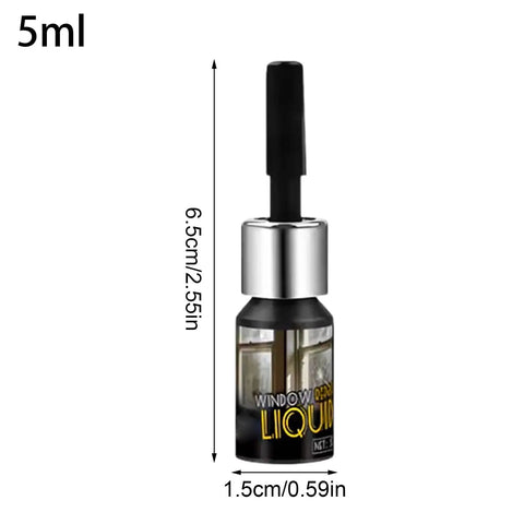 Glass Repair Liquid Bonder 5ml Quick Dry Crack Fix Sealant For Car Windshield And Home Glass No Mess Easy Apply Applicator DIY Glass Repair Kit shown with dimensions 6.5cm height, 1.5cm diameter
