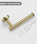 Brushed Gold Bathroom Hardware Set With Toilet Paper Holder Towel Ring And Robe Hook Stainless Steel Wall Mount 3 Piece Bath Accessories Upgrade For A Clean Modern Vibe toilet paper holder with mounting hardware
