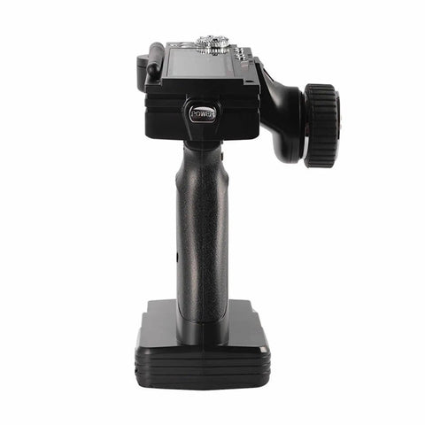 Side view of Three Channel Two Four GHz RC Transmitter With FS GR3E Receiver For Cars Boats Trucks And Crawlers AFHDS