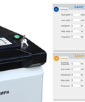Control panel of Straight Up Heavy Duty 2000W 4 In 1 Integrated Fiber Laser Welder with laser settings display.