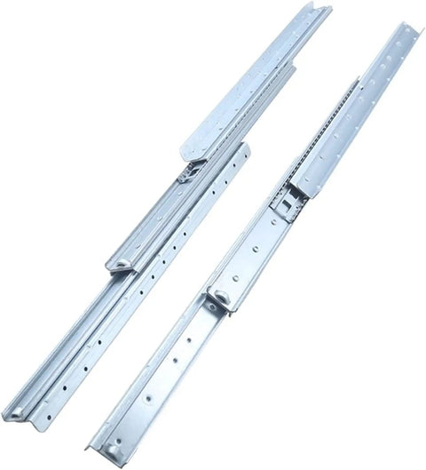 Premium Heavy Duty Drawer Slides One Pair Three Section Staircase Guide Rail Smooth As Butter Full Extension Undermount Cabinet Hardware thickened steel tracks.