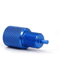 Rock Solid Brake Proportioning Valve Bleeder Tool For PV2 And PV4 Disc And Drum Systems, blue aluminum with knurled grip.