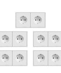 Heavy Duty Double Wall Outlet Kit With Kid Safe Shutters 5 Piece White Bulk Pack showing five white outlet plates.