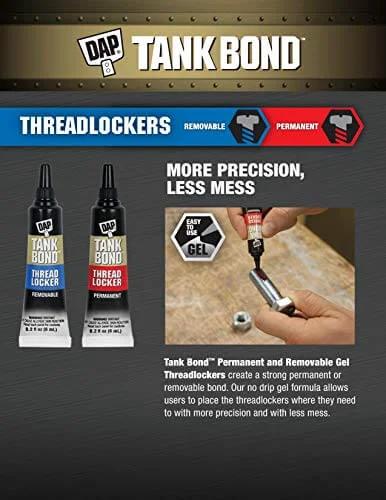 Removable Gel Threadlocker For Metal Fasteners And Bolts, Medium Strength, No Drip Formula, Removable With Hand Tools