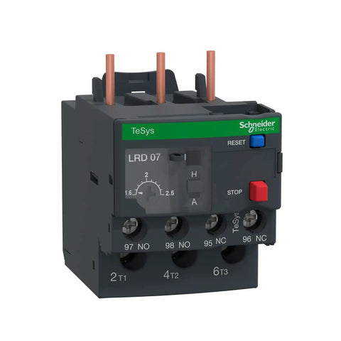 LRD07 Thermal Overload Relay for Motors 1.6 to 2.5 A Class 10A industrial motor protection relay front view