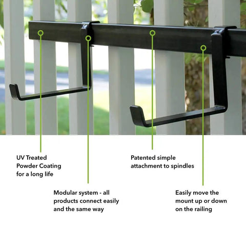 Adjustable Planter Box Mounting Hardware For Vertical Spindled Deck Railings 16 Inch Clamp Brackets Portable Flexible Holder For Balcony And Patio Garden Boxes Easy To Move Multi Function Plant Box Support