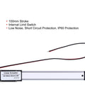 Compact 12V Mini Linear Actuator With No Fuss Operation Aluminum Tube Frame Rock Solid Durability Smooth 100mm Stroke with wires.