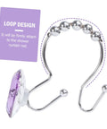 Purple Stainless Steel Shower Curtain Rings Set With Rust Resistant Double Hooks for sleek glide and easy curtain hanging.