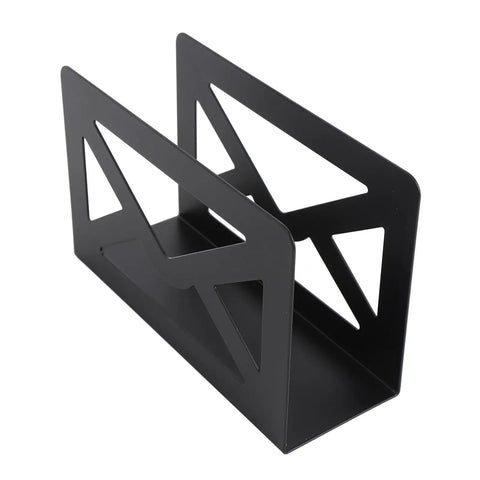 Black metal Storage Letters Sorter with cutout envelope design, perfect for home office desk organization, holding letters and documents.