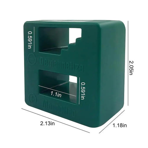 Dual Function Pro Grade Magnet Tool And Demagnetizer For Screwdriver Tips, Bits And Precision Construction Tools in green.