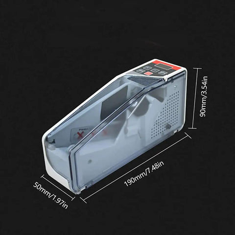 Side view of Portable Money Counter Machine With LED Display Counts 600 Bills Per Minute 100 To 240V Multi Currency Banknote Counter