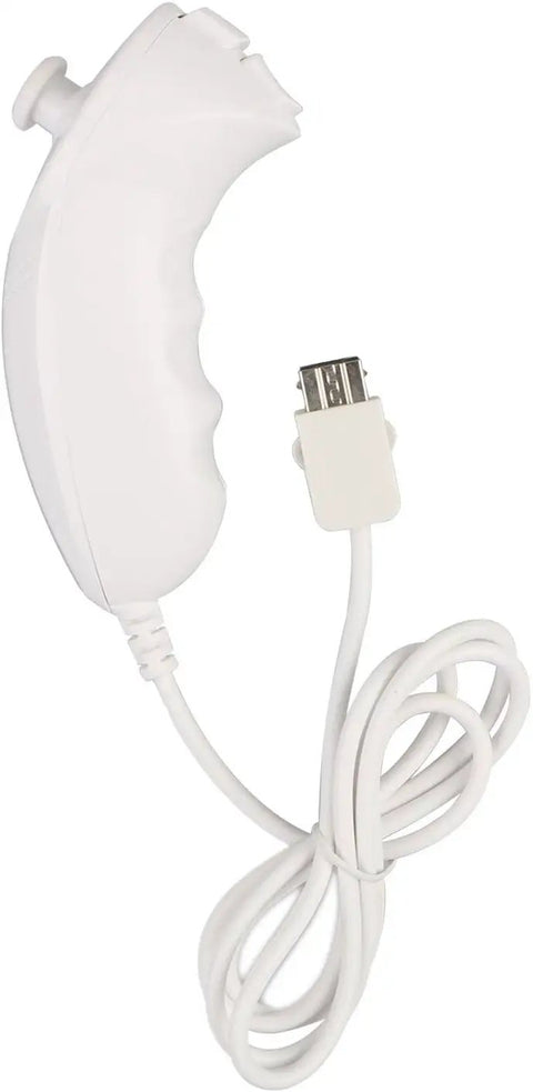 2 Pack Nunchuk Controller Replacement For Nintendo Wii And Wii U White, shown with cable and connector
