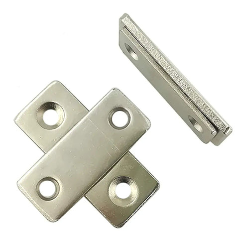 Tough Heavy Duty Magnetic Door Catches Grip Em Solid So You Can Kick The Banging Habit And Keep Cupboards Shut Tight All Day Long Plus Enjoy A Sleek Hidden Setup That Looks Totally Awesome In Your Kitchen Or Closets Set Of Two Pieces, showing nickel plated iron latches and receiver.