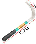 Heavy Duty Grass Sickle For Weeding And Brush Clearing With Carbon Steel Blade And Iron Handle, 17.3 inch garden tool