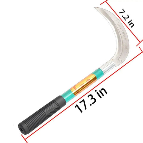 Heavy Duty Grass Sickle For Weeding And Brush Clearing With Carbon Steel Blade And Iron Handle, 17.3 inch garden tool